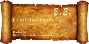 Einviller Ervin névjegykártya